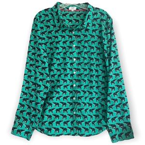 Crown + Ivy elephant print button up blouse